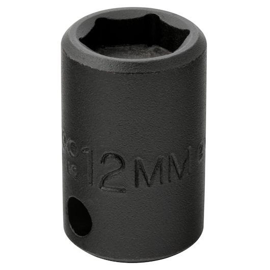 PROTO J7212MHF black 12mm socket tool front angle on white background.