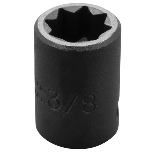 PROTO J7212S black six-point impact socket, 3/8 inch, product front angle on white background.