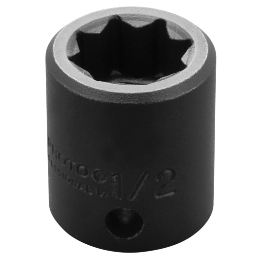PROTO J7216S black six-point impact socket, close-up front angle on white background.