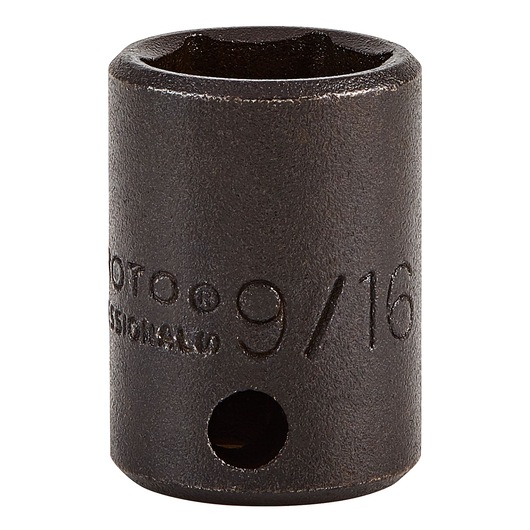 PROTO J7218H 9/16 inch black socket, front angle, white background.