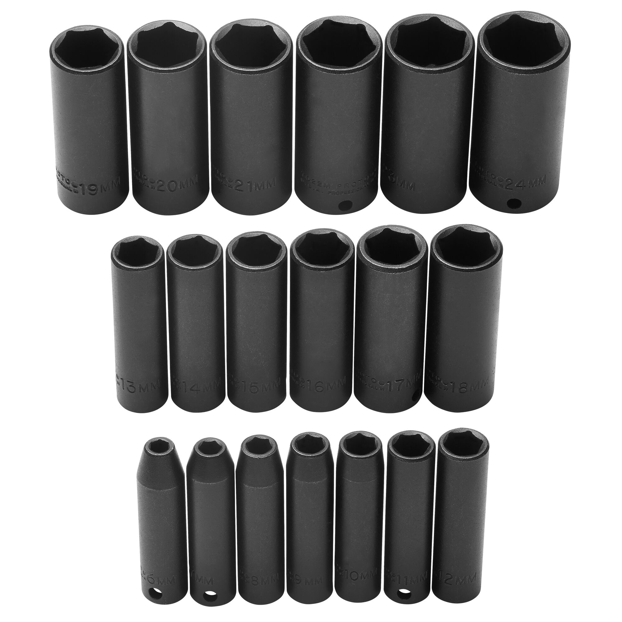 3/8 in. Drive 6-Point Metric Deep Impact Socket Set (19 pc.) | PROTO