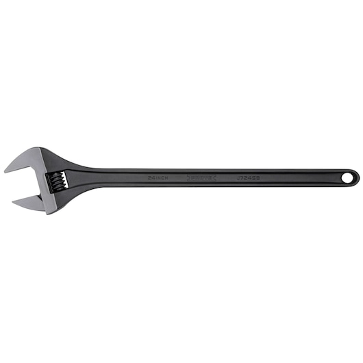 PROTO J724SB adjustable wrench with long black handle, photographed from the side on white background.
