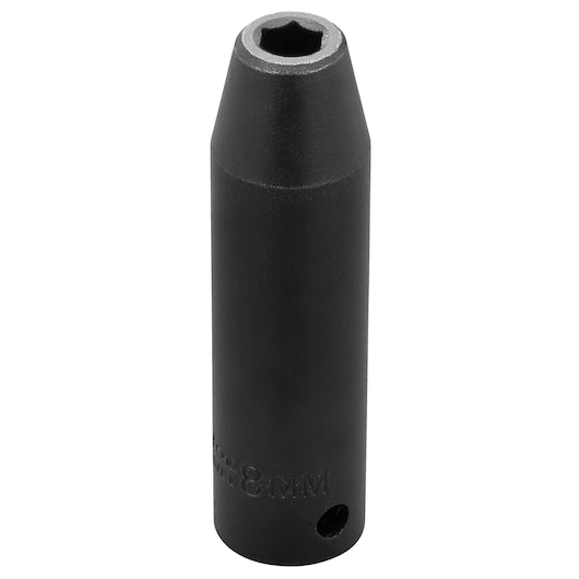 PROTO J7308M black 8mm hex socket, cylindrical design, upright front angle, white background.