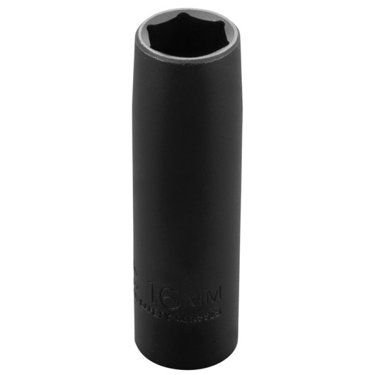 PROTO J7316MHT black 16mm deep socket tool, front angle photo on white background.