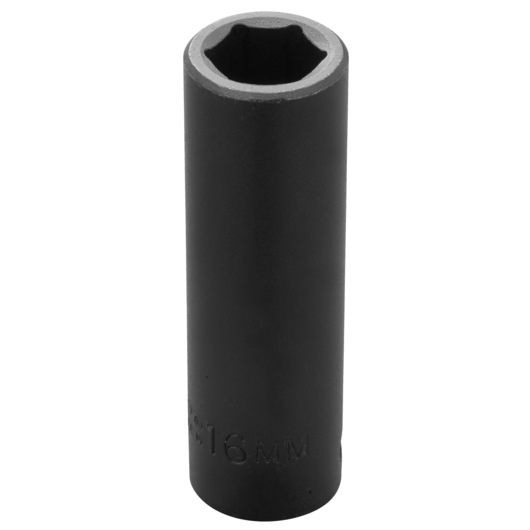 PROTO J7316M deep impact socket, 16mm, black, hex shape, product photo on white background.