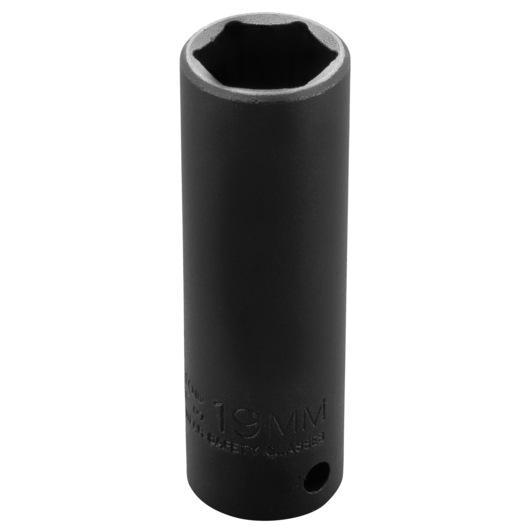 PROTO J7319MHT deep impact socket, 19mm, black, hexagonal opening, upright angle, white background.