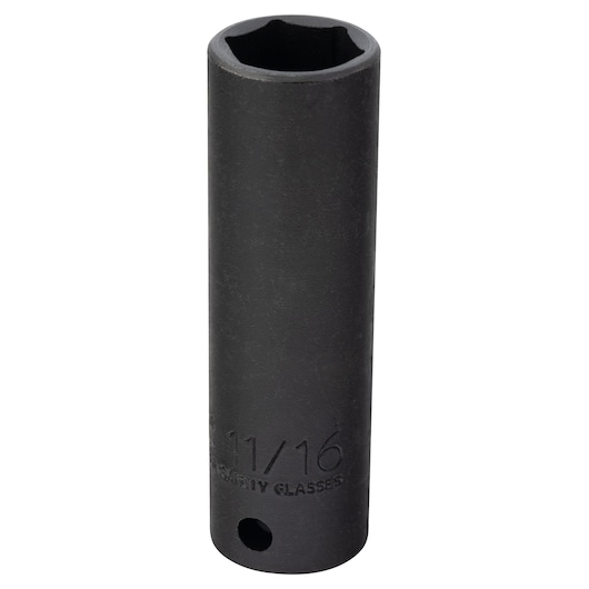 PROTO J7322HT black 11/16-inch deep impact socket, front angle on white background.