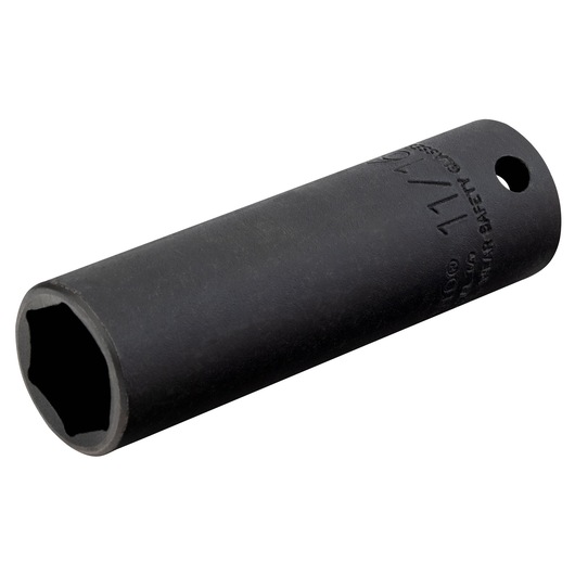 PROTO J7322HT black deep impact socket, side angle, hex opening visible, photography against white background.