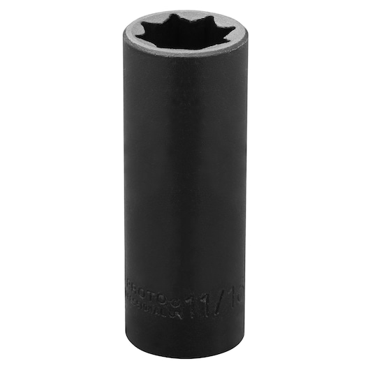 PROTO J7322S deep impact socket, black finish, six-point, side angle on white background.
