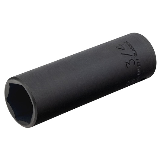 PROTO J7324HT black deep impact socket, 3/4 inch, side angle, photography on white background.
