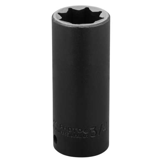 PROTO J7324S black 3/4 inch deep impact socket, six-point, shown upright on white background.