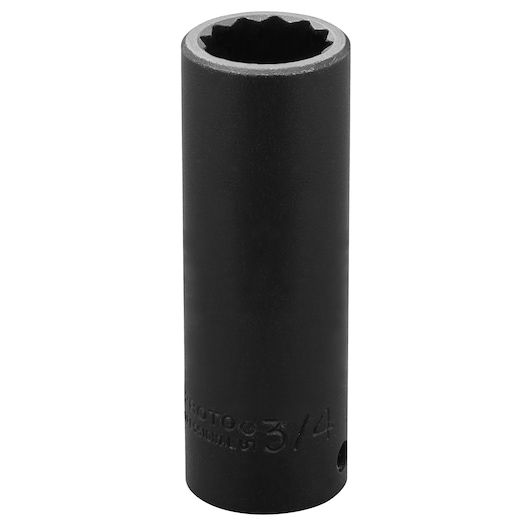 PROTO J7324 black 12-point deep impact socket, cylindrical profile, product angle on white background.