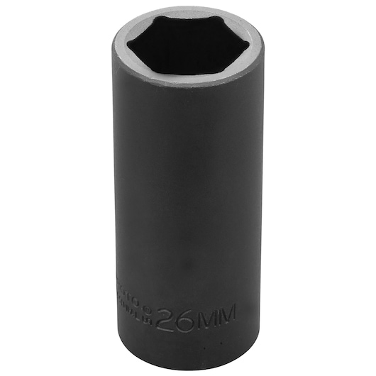 PROTO J7326M deep 26mm impact socket, black finish, shown upright on white background.