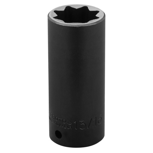 PROTO J7326S black six-point deep impact socket, 13/16 inch, shown upright on white background.