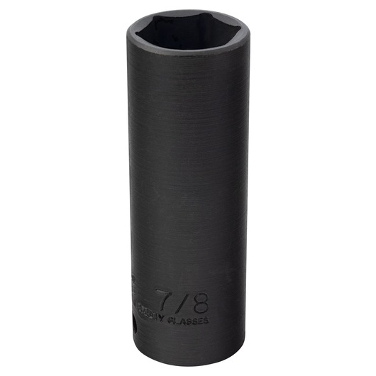 PROTO J7328HT black deep impact socket, 7/8 inch size, photographed on white background, showing front angle.