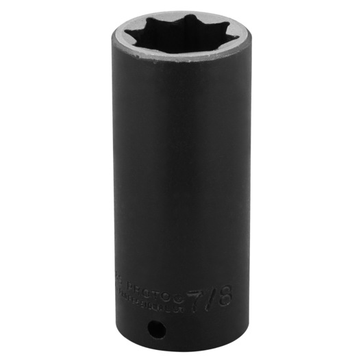 PROTO J7328S black six-point deep impact socket, front angle on white background.