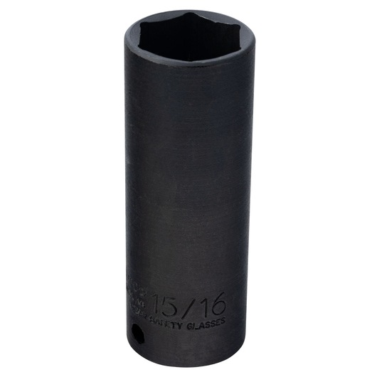 PROTO J7330HT black deep impact socket, 15/16 inch, straight angle, photography on white background.
