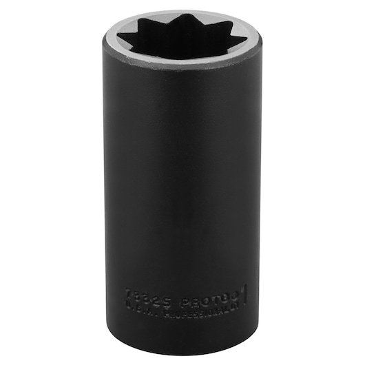 Photo of PROTO J7332S black six-point deep impact socket, upright on white background.
