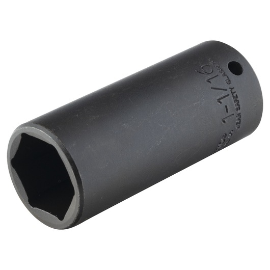 PROTO J7334HT black deep impact socket photographed on white background, side angle.