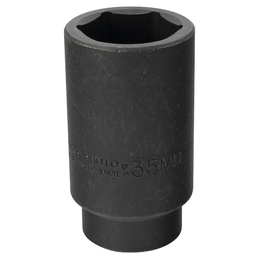 PROTO J7335M black 35mm impact socket front angle on white background.