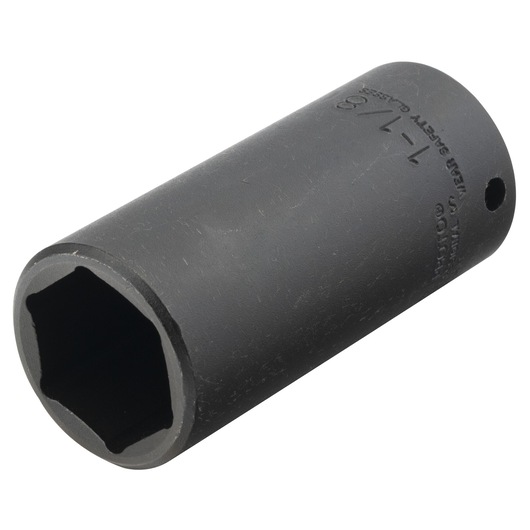PROTO J7336HT black hex impact socket, cylindrical shape, angled view on white background.
