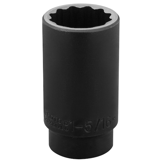 PROTO J7342 black 12-point deep impact socket, front angle on white background.