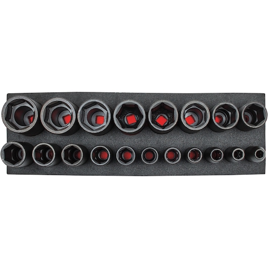 1/2 in. Drive 6-Point Deep Impact Socket Set With Foam (19 pc.)