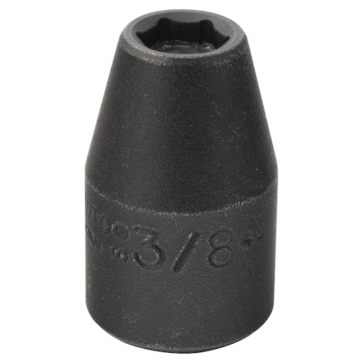 PROTO J7412HF black 3/8-inch drive impact socket, front angle, photography