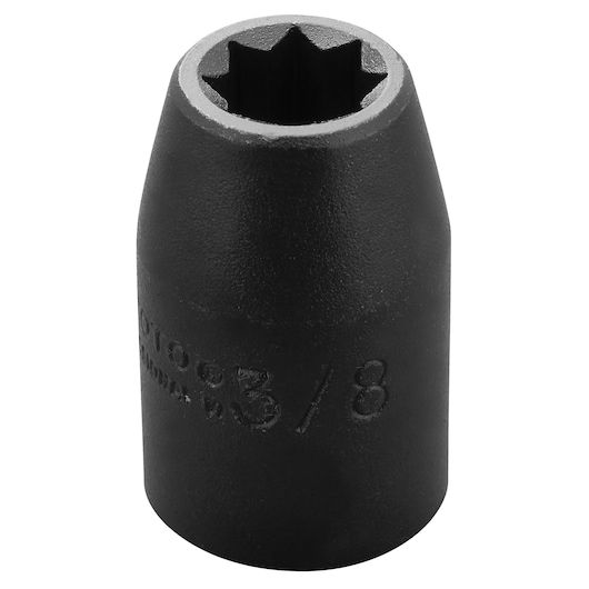 PROTO J7412S black 3/8-inch drive 12-point impact socket, front angle on white background.