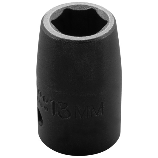 PROTO J7413M black 13mm impact socket front angle on white background