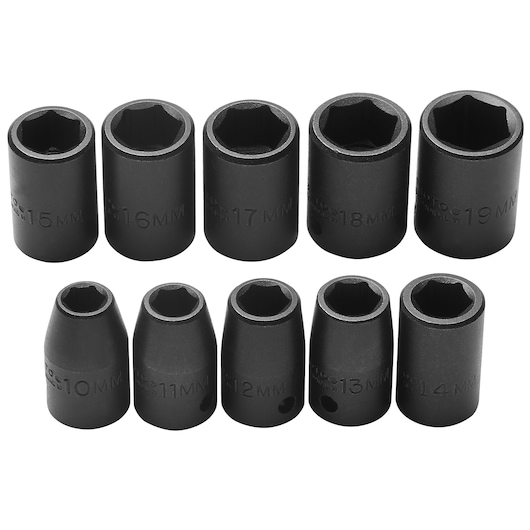 1/2 in. Drive 6-Point Metric Impact Socket Set (10 pc.)