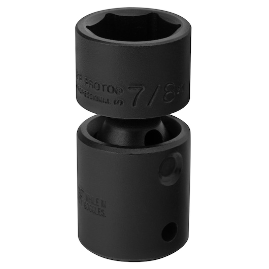 Photo of PROTO J74281P black impact universal socket, 7/8 inch size, studio white background.
