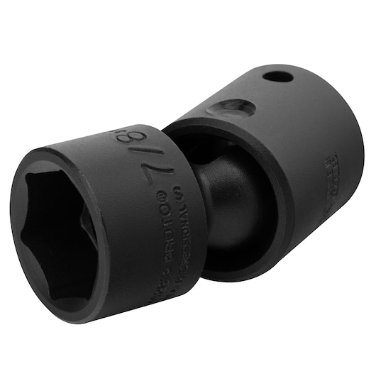 Photo of PROTO J74281P black 7/8 inch impact universal joint socket, angled on white background.