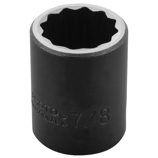 PROTO J7428 black 7/8 inch impact socket, twelve-point, photographed on white background.