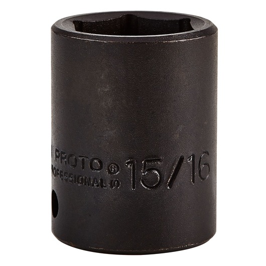 PROTO J7430H black impact socket, 15/16 inch size, shown upright on white background.