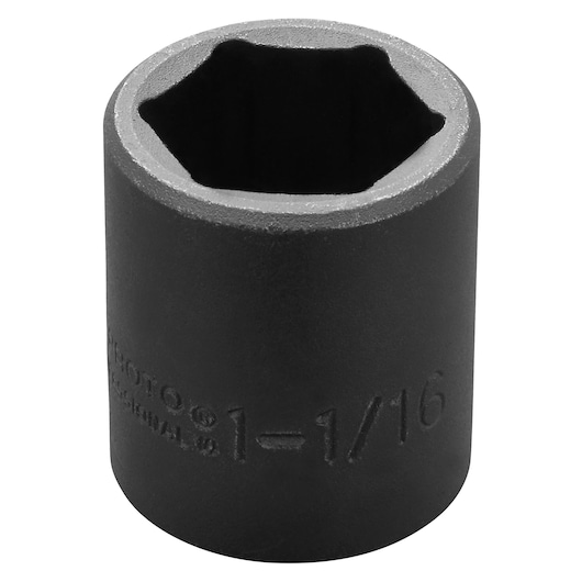 PROTO J7434H black impact socket, 1-1/16 inch, front angle on white background.
