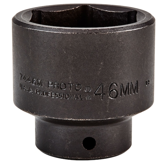 PROTO J7446M impact socket, 46mm, black, front angle on white background.