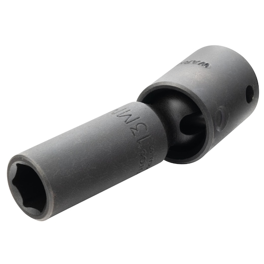 PROTO J75413MP black socket adapter with swivel head, side angle on white background.