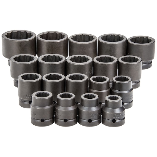 1 in. Drive 12-Point Impact Socket Set (19 pc.)