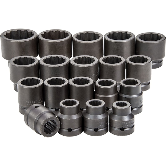 1 in. Drive 12-Point Impact Socket Set (19 pc.)