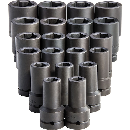 Proto® 1" Drive 21 Piece Deep Impact Socket Set - 6 Point