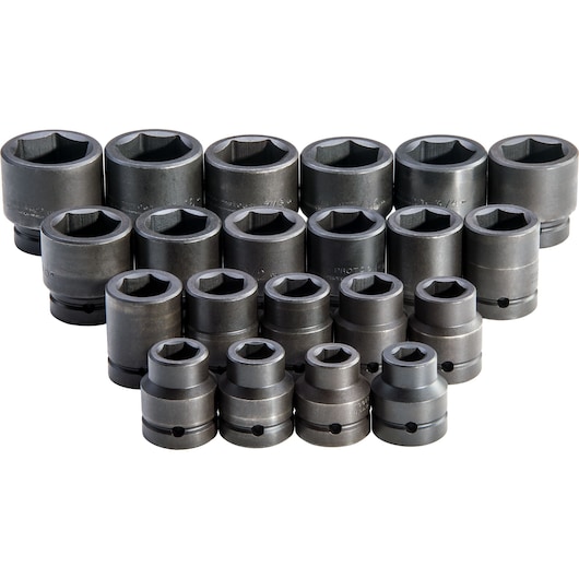 PROTO J76122 socket set with 20 pieces, gray steel finish, front angle on white background.