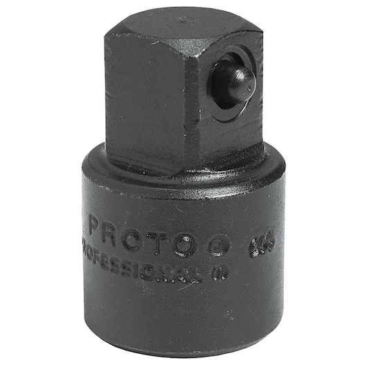PROTO J7650 black impact socket adapter, front angle on white background.