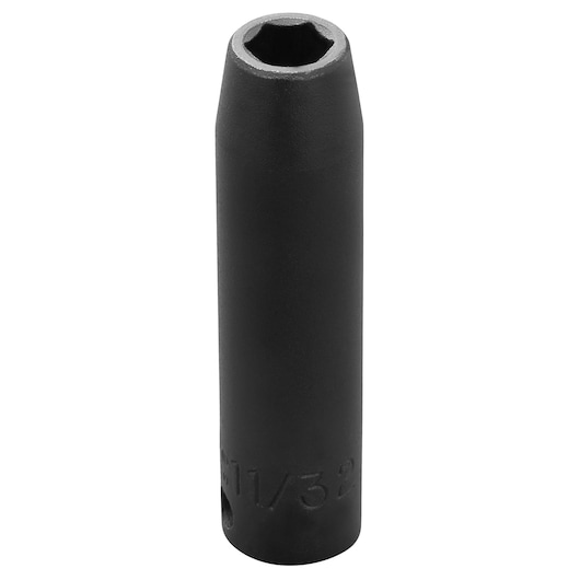 PROTO J7711H deep impact socket, black, six-point design, vertical view on white background.