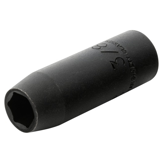 PROTO J7712HT black impact socket, cylindrical shape, angled view, photography on white background