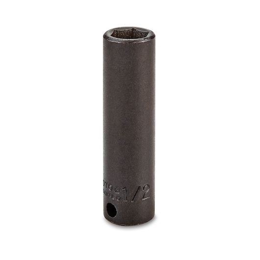 PROTO J7716H deep impact socket, dark metal finish, hex opening, product photography, front angle, white background.