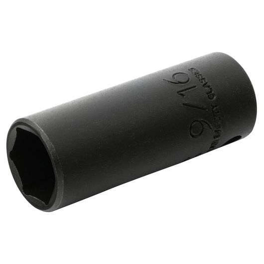 PROTO J7718HT black deep impact socket, 9/16 inch, side angle, tool photography