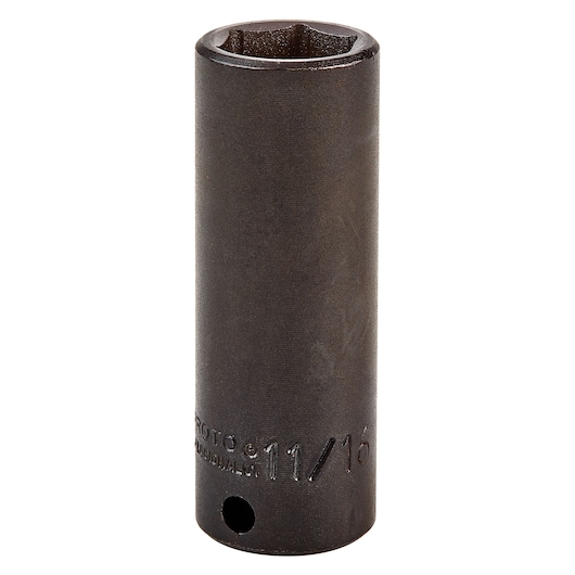 PROTO J7722H deep impact socket, black, with 11/16 marking, shown upright on white background.
