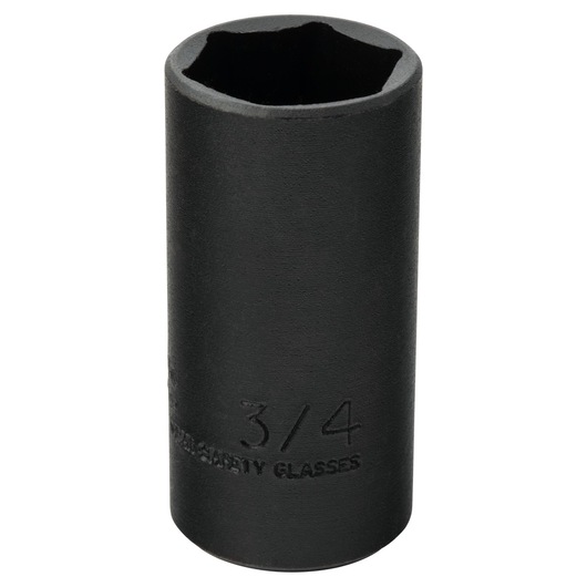 PROTO J7724HT black 3/4-inch impact socket, cylindrical tool front angle on white background