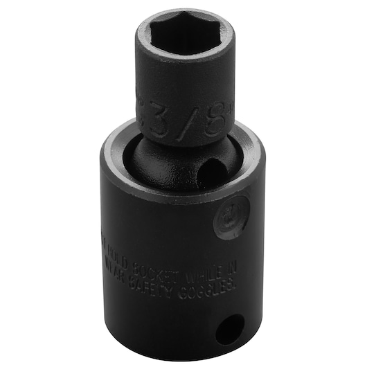 PROTO J77273P black impact socket adapter, cylindrical with hex opening, front angle, white background.